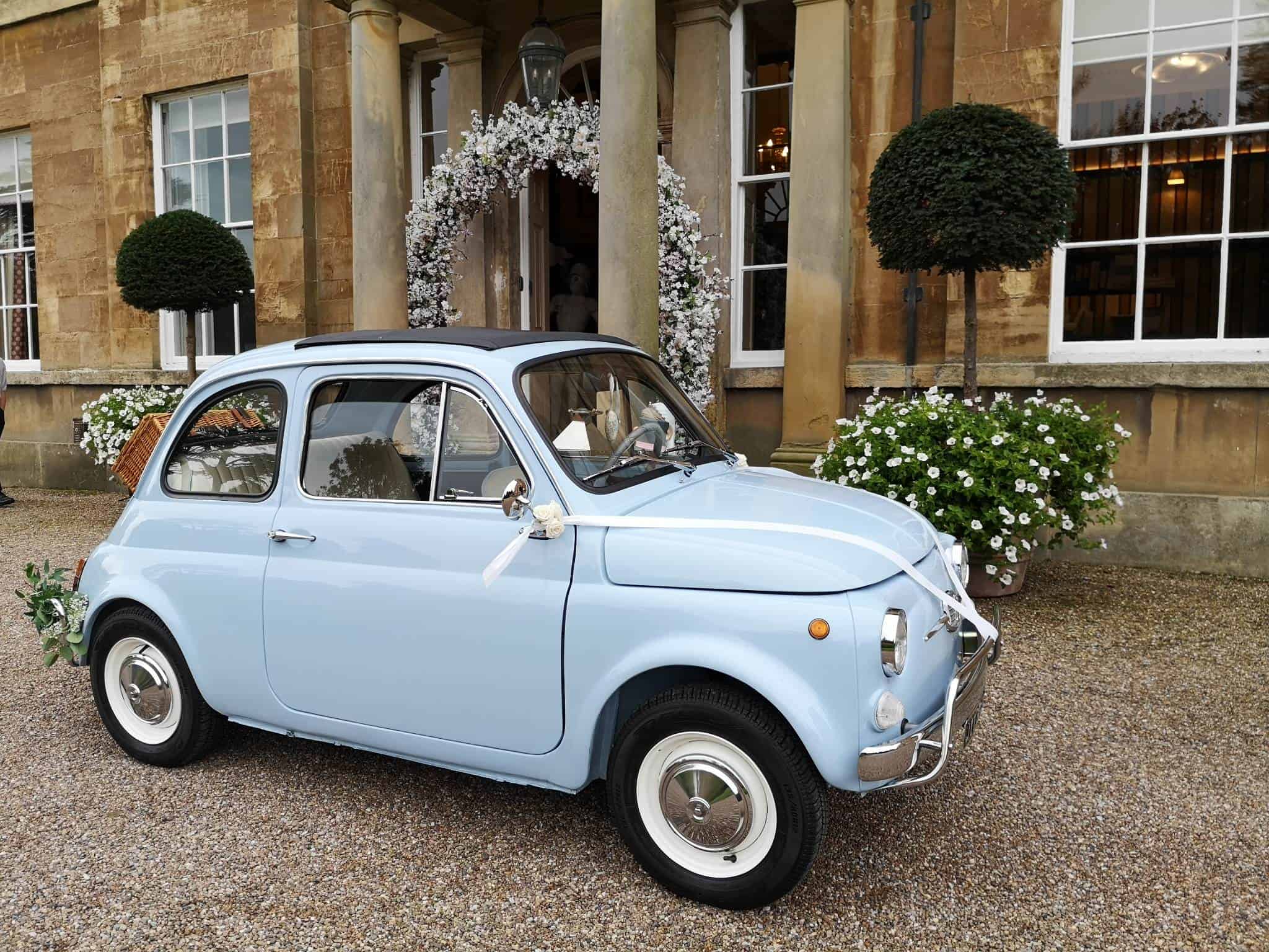 Vintage Fiat 500 outside Bowcliffe Hall